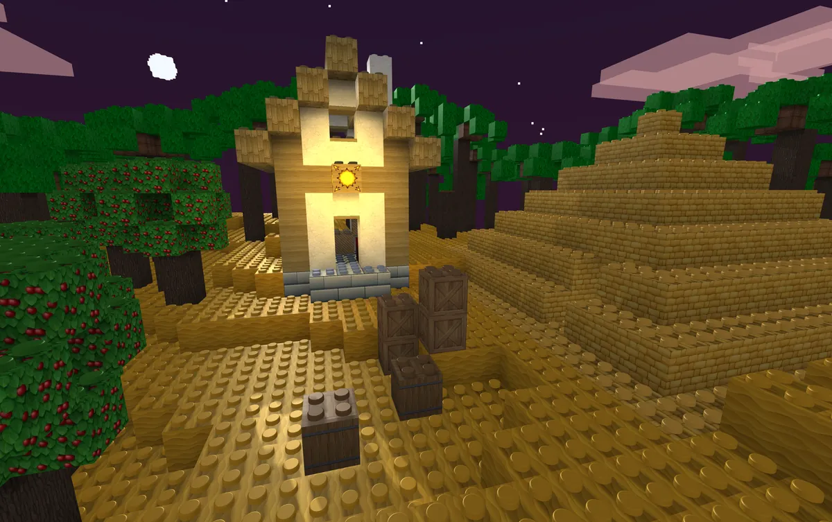 Blockerzz world built with stairs, slabs, doors and shaped blocks