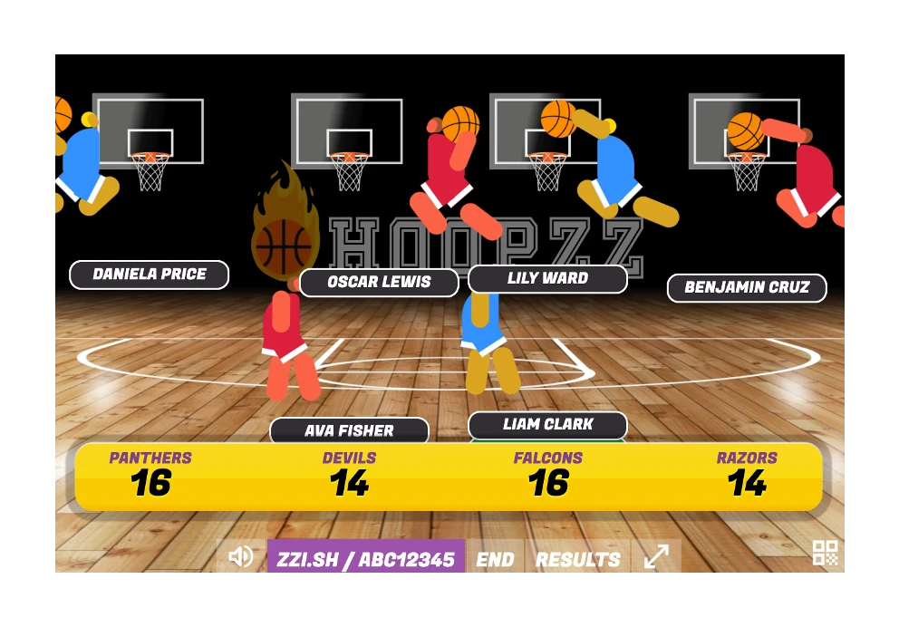 Hoopzz team-based classroom basketball game